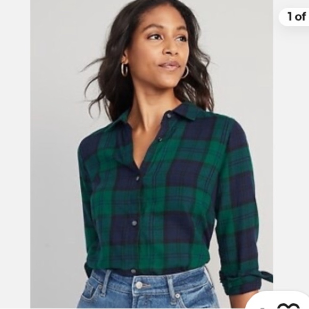 OLD NAVY Women The Boyfriend Fit Soft Flannel Buttons Down Shirt | M
